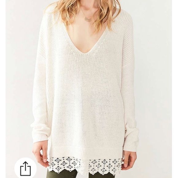 Nwt Kimchi Blue Hazel Lace Trim Sweater 